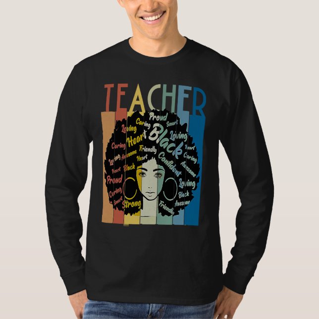 Black Woman Teacher Afro Retro Cool Black History  T Shirt (Framsida)