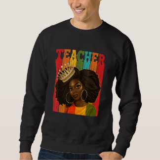 Black Woman Teacher Afro Retro Matching Black Hist Lång Ärmad Tröja
