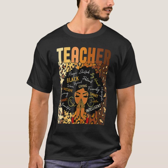 Black Woman Teacher Afro Retro Matching Black Hist T Shirt (Framsida)
