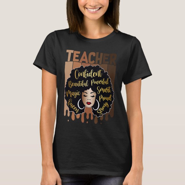 Black Woman Teacher Afro Smart African American Lo T Shirt (Framsida)
