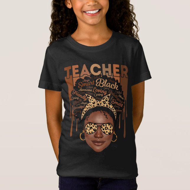 Black Woman Teacher Afro Smart African American Lo T Shirt (Framsida)