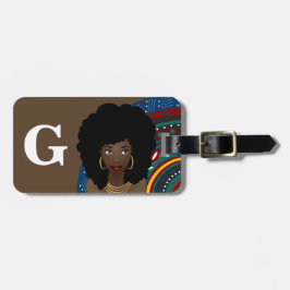 Black Woman, Tribal Inspired, Monogram, Brown Bagagebricka