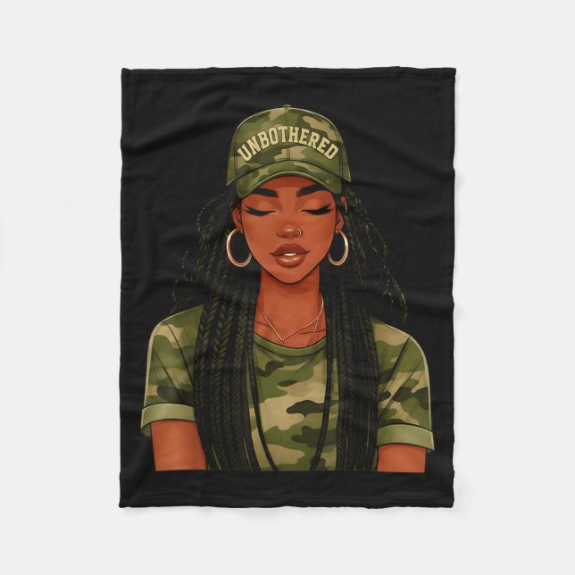 Black Woman Unbothered Locs Camo Girl Women Loc'd  Fleecefilt (Framsidan)