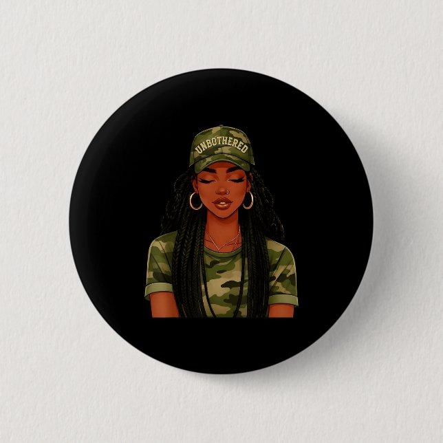 Black Woman Unbothered Locs Camo Girl Women Loc'd  Knapp (Framsida)