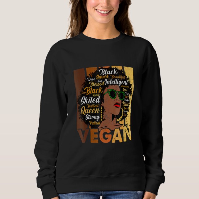 Black Woman Vegans Afro Melanin Cool Black History T Shirt (Framsida)