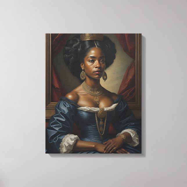 Black Woman, Vintage Royalty Canvastryck (Framsida)