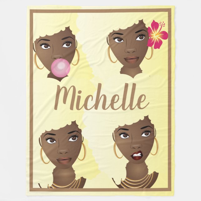 Black Woman w/Blonde Afro, ditt namn Fleecefilt (Framsidan)