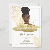 Black Woman w/Shades, Tropical Golden Birthday