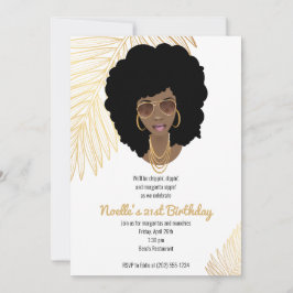 Black Woman w/Shades, Tropical Guld 21:a födelseda Inbjudningar