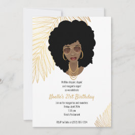 Black Woman w/Shades, Tropical Guld 21:a födelseda Inbjudningar