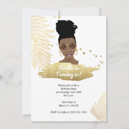 Black Woman w/Shades, Tropical Guld 21:a födelseda Inbjudningar