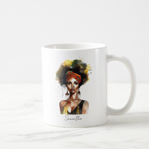 Black Woman Wearing Ethnic Headwrap Kaffemugg