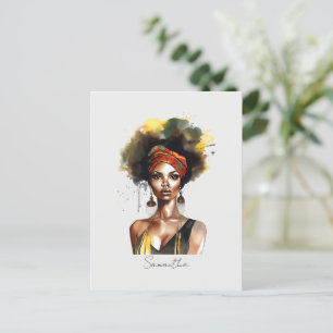 Black Woman Wearing Ethnic Headwrap Vykort
