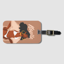 Black Woman, White Bikini, Beach Redo Bagagebricka