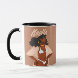 Black Woman, White Bikini, Beach Redo Mugg