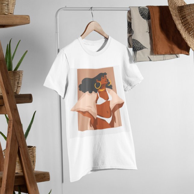 Black Woman, White Bikini, Beach Vacation Redo T Shirt (Skapare uppladdad)