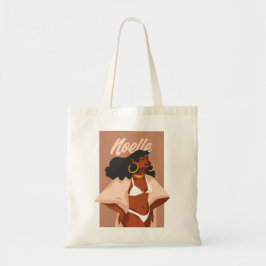 Black Woman, White Bikini, Beach Vacation Tote Bag Tygkasse