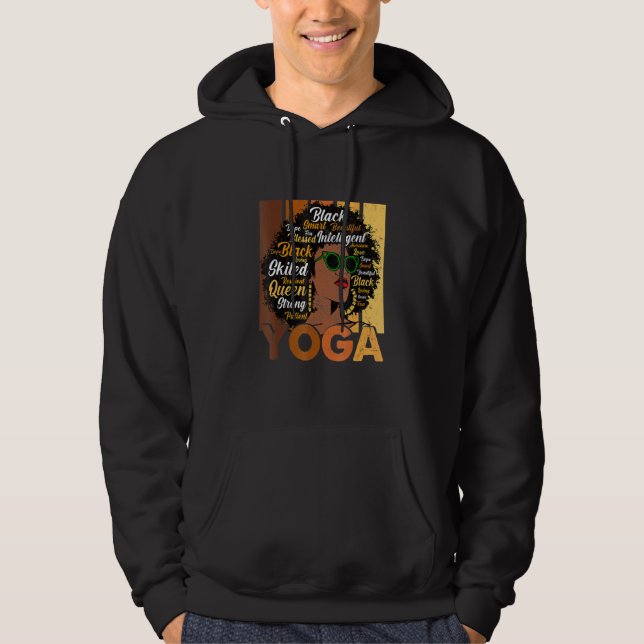 Black Woman Yoga Afro Melanin Cool Black History M Hoodie (Framsida)