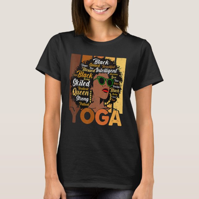 Black Woman Yoga Afro Melanin Cool Black History M T Shirt (Framsida)