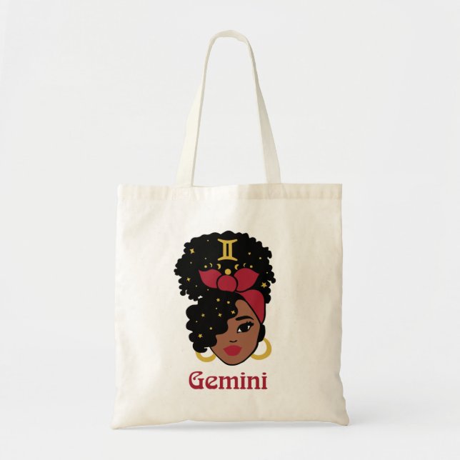 Black Woman Zodiac Gemini Tygkasse (Framsidan)