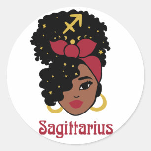 Black Woman Zodiac Sagittarius Runt Klistermärke