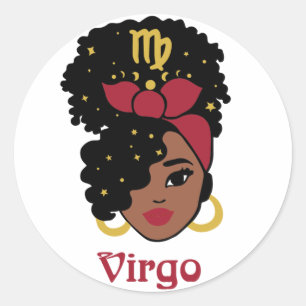 Black Woman Zodiac Våg Runt Klistermärke