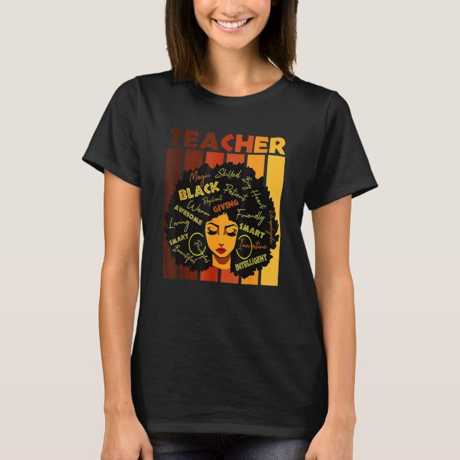 Black Women African Teacher Afro Retro Black Histo T Shirt (Framsida)