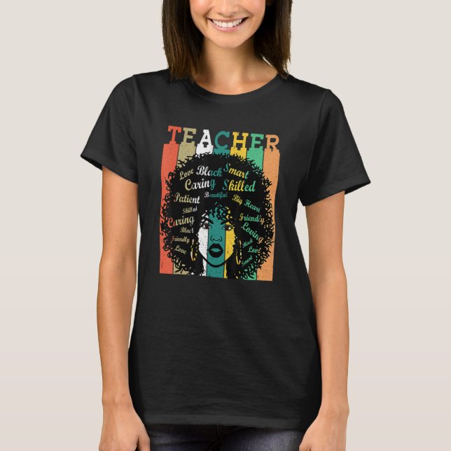 Black Women African Teacher Afro Retro Black Histo T Shirt (Framsida)