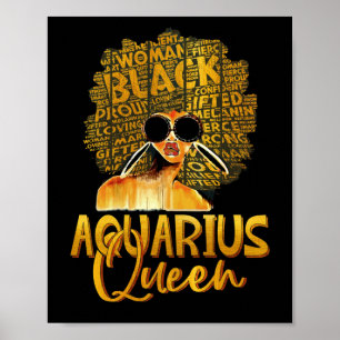 Black Women Afro Hair Art AQUARIUS Queen Februari Poster