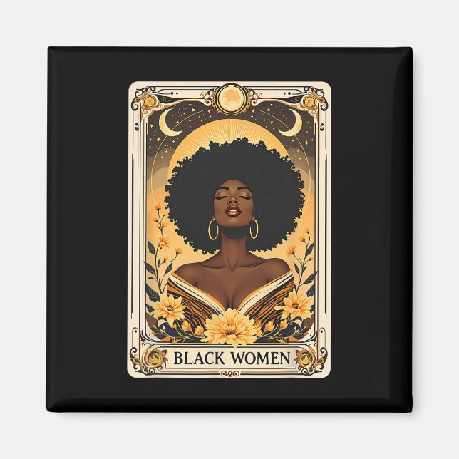 Black Women Afro Hair Black History Month Tarot Ca Magnet (Framsidan)