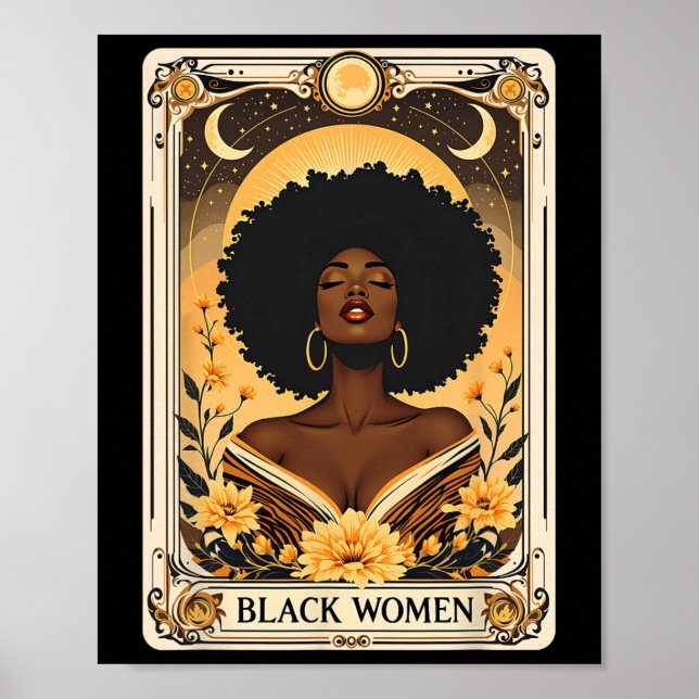 Black Women Afro Hair Black History Month Tarot Ca Poster (Framsidan)
