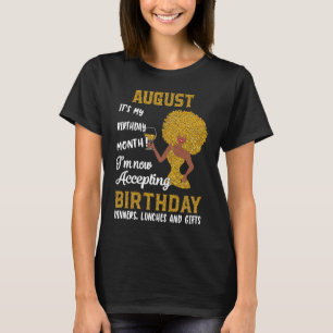 Black Women August Birthday Leo Queens Våg Girl T Shirt