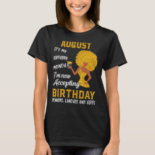 Black Women August Birthday Leo Queens Våg Girl T Shirt