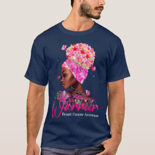 Black Women Butterflies Rosa Ribbon Breast Cancer T Shirt