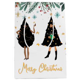 Black Women Dressed in Black Christmas Tree Party