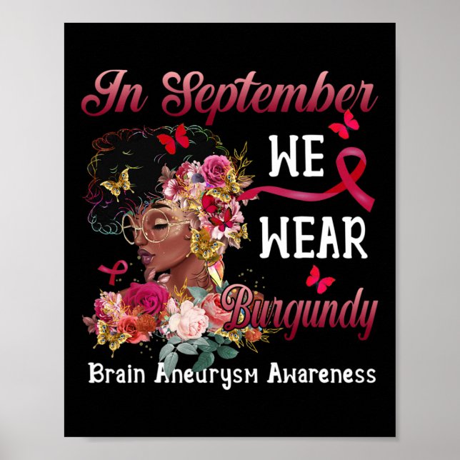 Black Women Flower Butterfly Brain Aneurysm Awaren Poster (Framsidan)