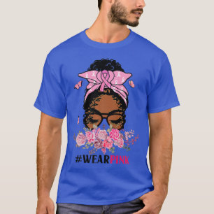 Black Women Girl Rosa Bära Breast Cancer Awareness T Shirt