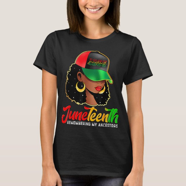 Black Women Junetth Minnesur Mina anfärer T Shirt (Framsida)