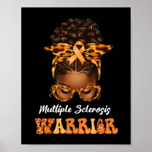 Black Women Många Sclerosis Awareness Messy Bun Poster