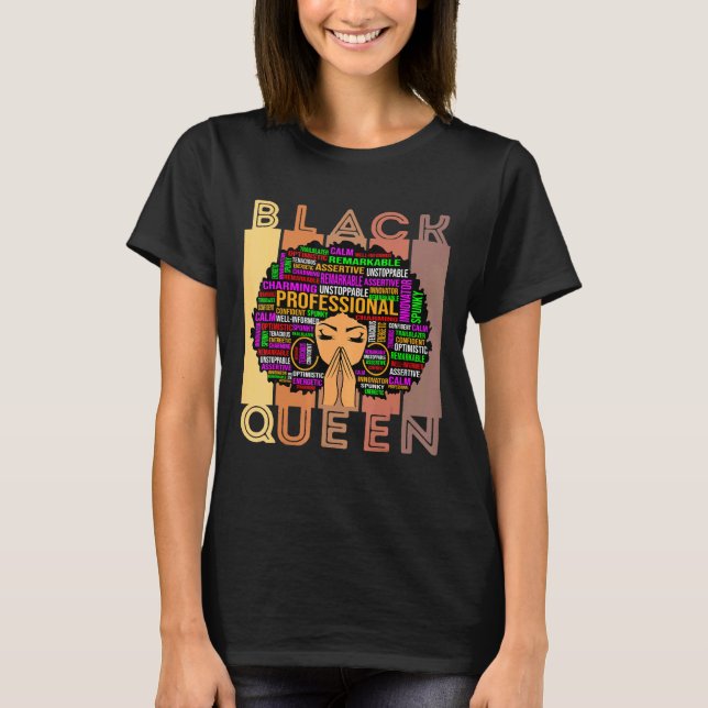 Black Women Melanin Teacher Queen Afro Black Girl T Shirt (Framsida)