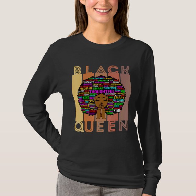 Black Women Melanin Teacher Queen Afro Black Girl T Shirt (Framsida)