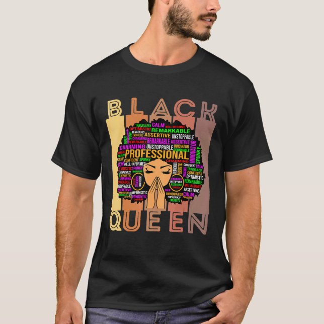 Black Women Melanin Teacher Queen Afro Black Girl T Shirt (Framsida)