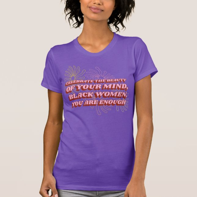 Black Women Mental Health Awareness Hälsa Line T Shirt (Framsida)