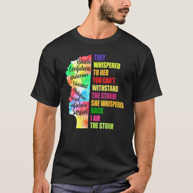 Black Women Power Confident Melarin, de viskade T Shirt (Framsida)