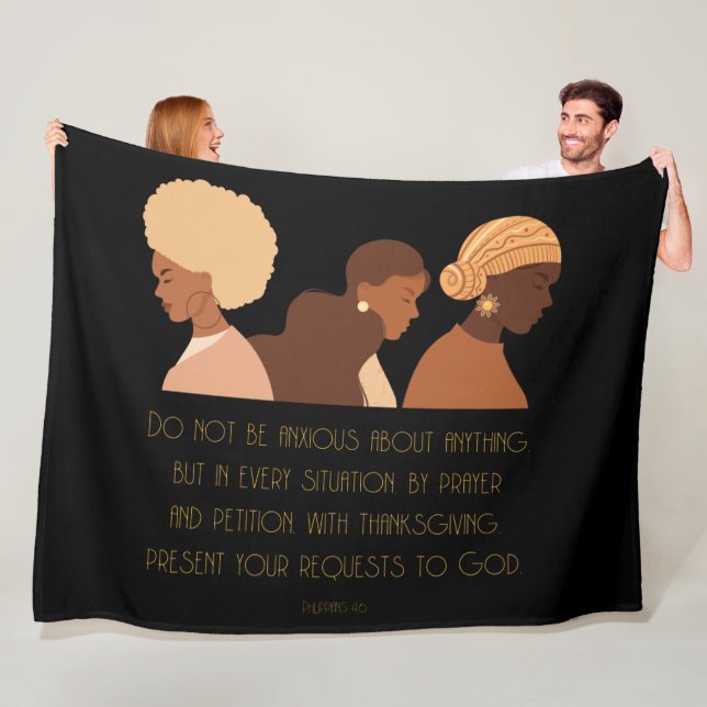 BLACK WOMEN PRAY CHRISTIAN FLEECEFILT (På plats)