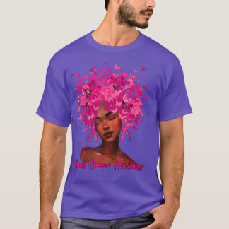 Black Women Queen Pink Ribbon Breast Cancer Awaren T Shirt