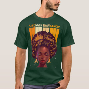 Black Women Queen Stronger than ADHD Orange Ribbon T Shirt
