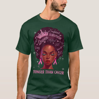 Black Women Queen Stronger than Breast Cancer Rosa T Shirt