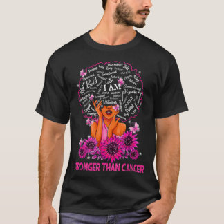 Black Women Queen Stronger than Breast Cancer Rosa T Shirt