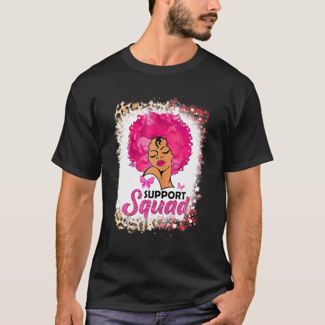 Black Women Queen Support Squad Breast Cancer Awar T Shirt (Framsida)
